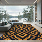 Bold Earthy Amber Geometric Diamond Area Rug