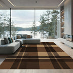 Classic Brown Plaid Checkered Rug