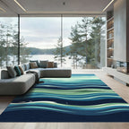 Minimalist Oceanic Wave Gradient Ripples Rug