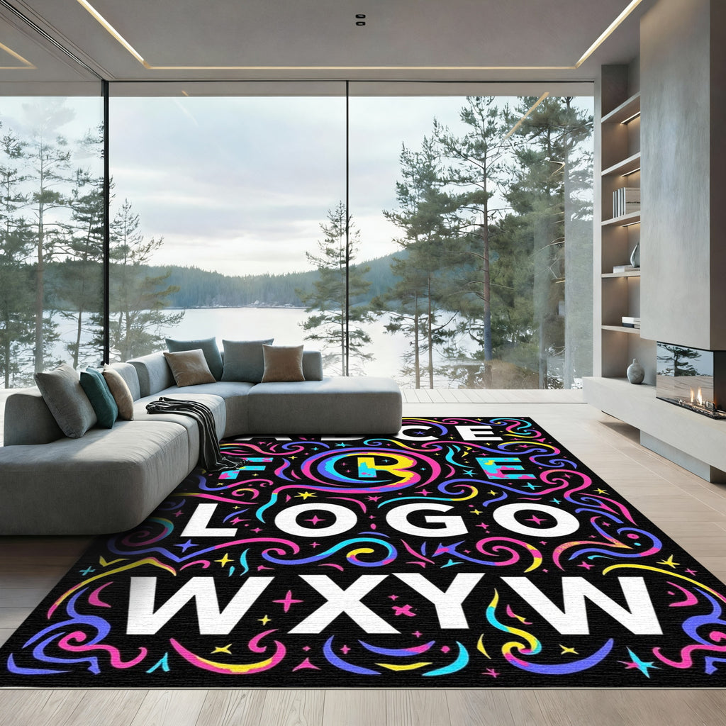 Vibrant Neon Swirl Alphabet Rug