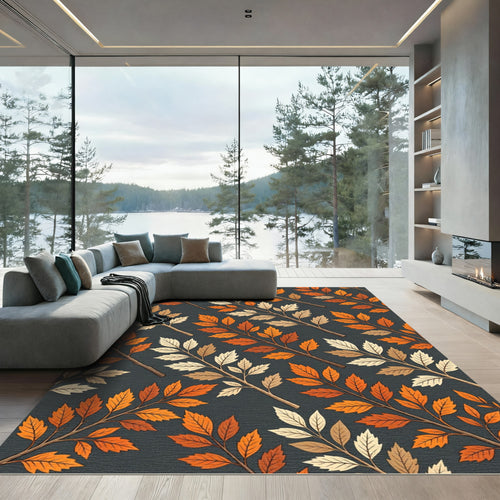 Autumnal Orange Foliage Branch Botanical Rug