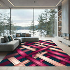 Muted Berry Stripe Overlap Rug