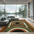 Earthy Retro Arc Tunnel Art Rug