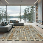Earthy Neutral Woven Geometric Weave Rug