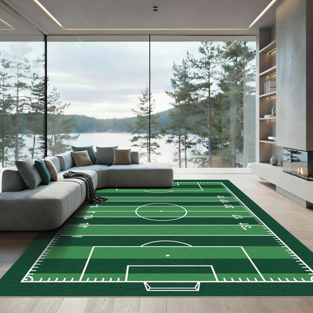 Green Athletic Field Graphic Area Rug
