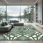 Elegant Sage Quatrefoil Interwoven Botanical Rug
