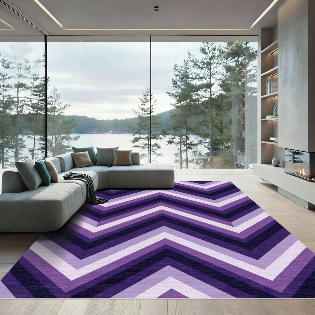Deep Purple Chevron Stripe Rug