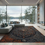 Antique Metallic Copper Ornate Star Medallion Rug