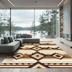 Geometric Mountain Landscape Earthy Tone Rug