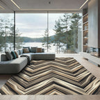 Earthy Wood Grain Chevron Rug