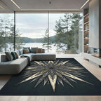Radiant Gold Starburst Mandala Rug