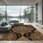 Gold Sun Stone Pyramid Motif Rug