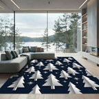 Minimalist Silver Fir Forest Night Rug