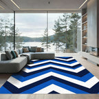 Bold Navy Blue Chevron Stripe Rug