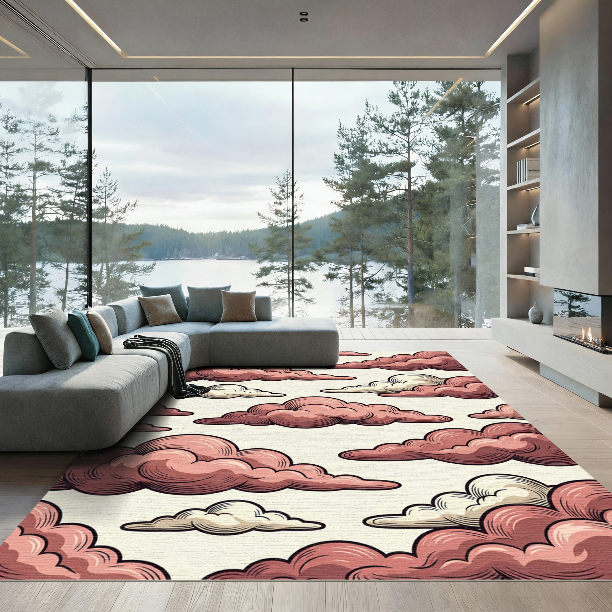 Vintage Dusty Rose Cloudscape Rug