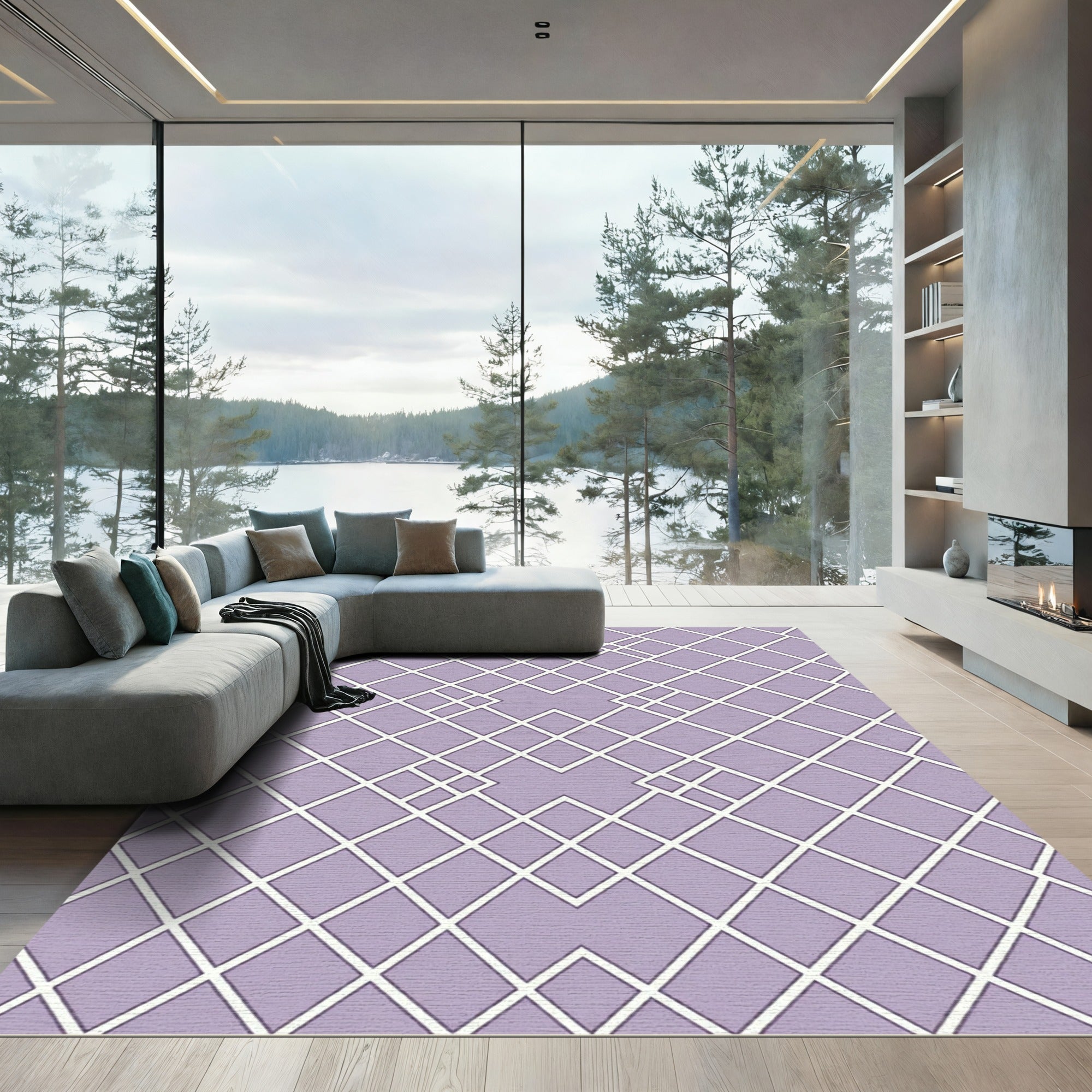 Lavender Geometric Intersecting Diamond Rug