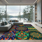 Vibrant Tribal Diamond Mandala Collage Rug