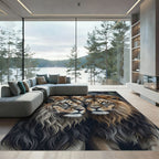 Majestic Golden Dual Lion Portrait Rug