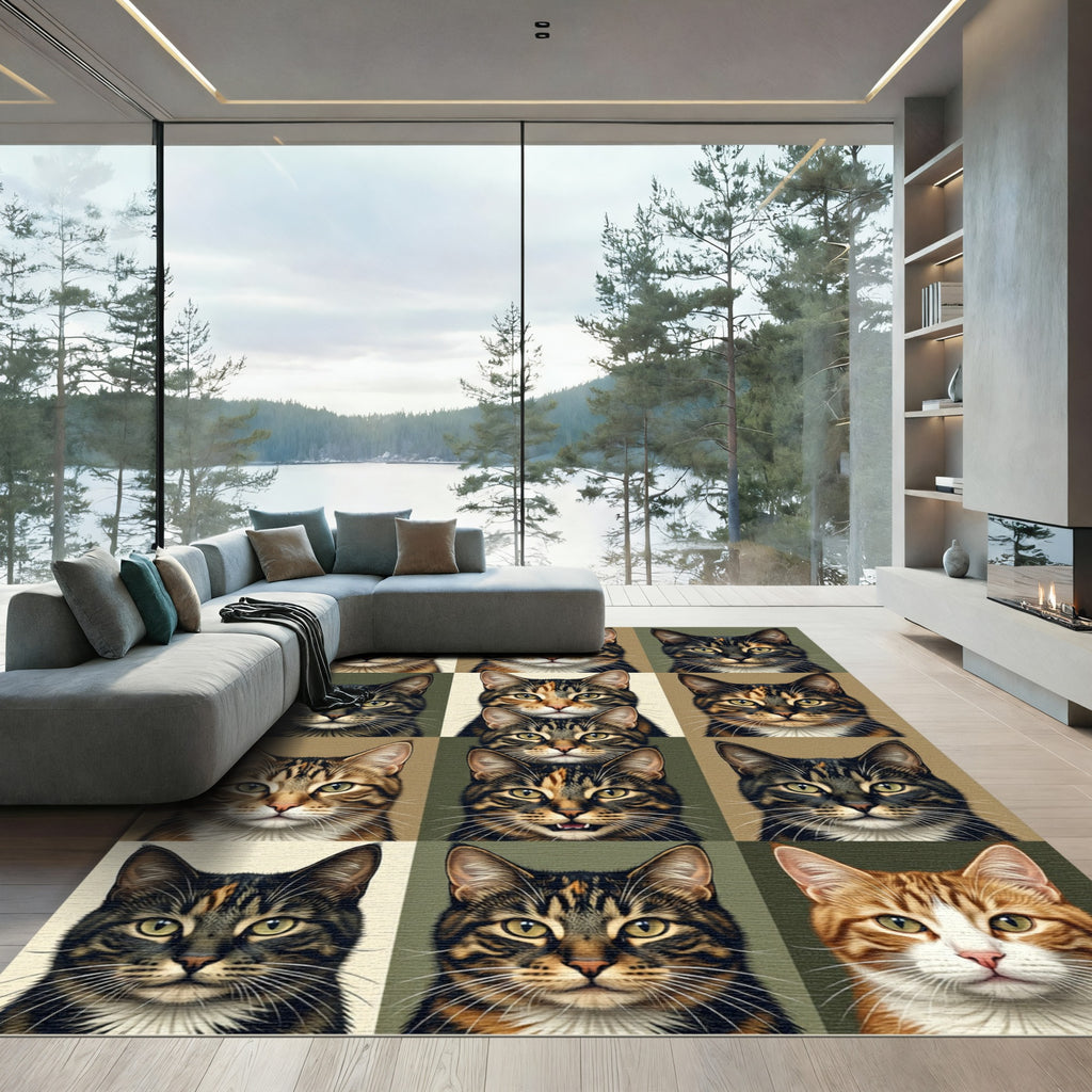 Tabby Cat Collage Portrait Rug