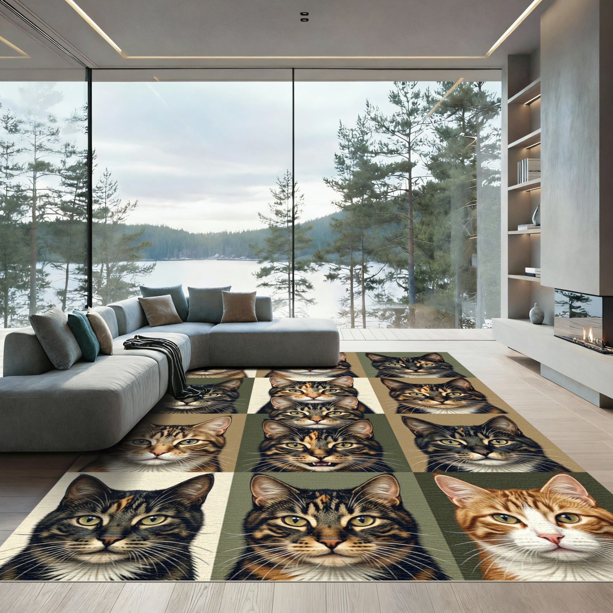 Tabby Cat Collage Portrait Rug