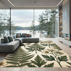 Vintage Botanical Fern and Wildflower Cream Rug