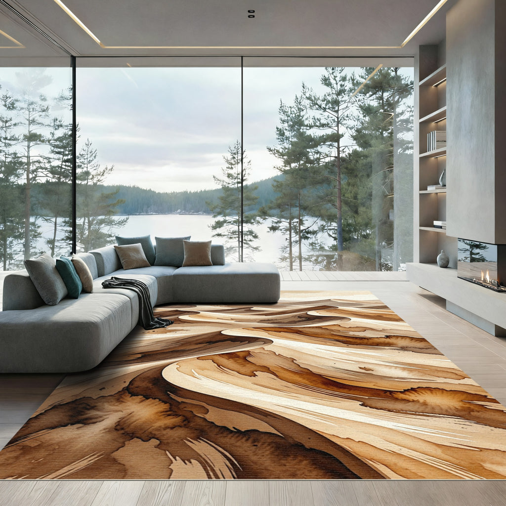 Earthy Sand Dune Landscape Wave Texture Rug