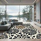 Bold Leopard Face and Floral Art Rug