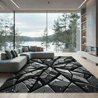 Monochromatic Geometric Shard Stone Abstract Rug