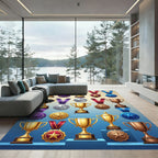 Golden Trophies and Medals Composition Rug