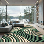 Sage Green Swirling Concentric Wave Art Rug