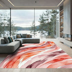 Abstract Watercolor Terracotta Crimson Swirls Rug