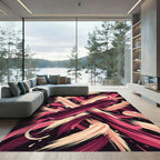 Crimson Pink Abstract Brush Stroke Rug