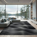 Monochromatic Wave Relief Texture Rug