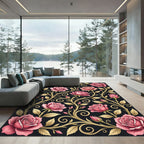 Vintage Pink Rose Golden Swirl Rug