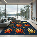Whimsical Golden Ladybug Entomological Art Rug