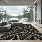 Dynamic Swirl Monochrome Stripe Rug