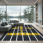 Modern Geometric Numbered Yellow Athletic Track Rug