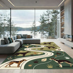 Earthy Forest Hounds Winding Path Art Rug