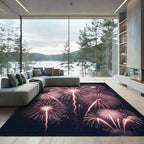 Radiant Rose Gold Fireworks Explosion Rug
