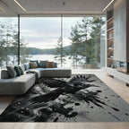Dark Raven Ink Splatter Rug