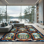 Gilded Rococo Estate Aristocratic Court Scenes Rug