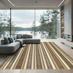 Neutral Earthy Toned Railroad Stripe Rug