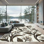 Vintage Cream Botanical Floral Branches Rug