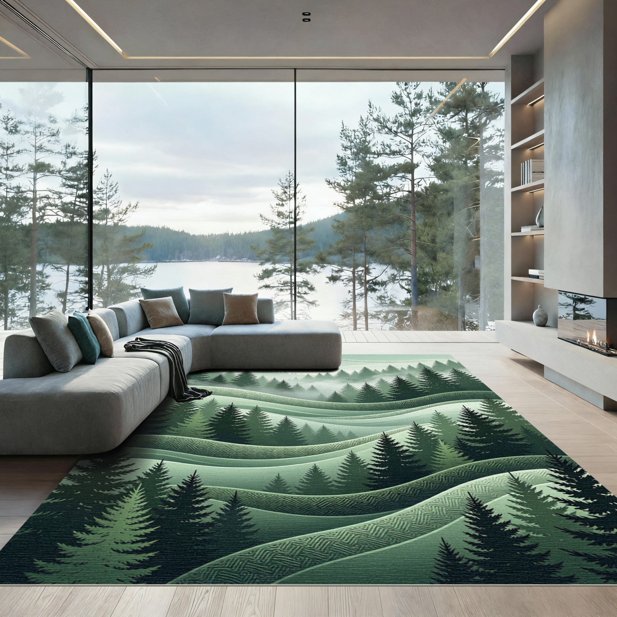 Evergreen Forest Rolling Hills Rug