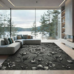 Monochromatic Floral Vine Embellishment Rug