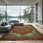 Ornate Copper Grand Medallion Rug