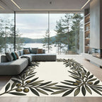 Olive Branch Border Green Olive Rug