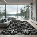 Monochromatic Clover Filigree Lattice Rug