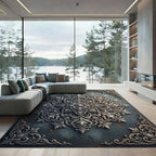 Intricate Silver Filigree Botanical Medallion Rug