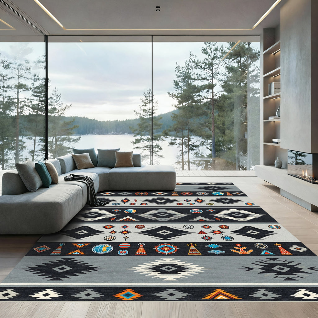 Navajo Inspired Geometric Southwest Medallion Rug